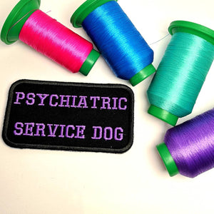 Psychiatric Service Dog Patch - Hook and loop (male backing), iron on or sew on patch for service dog gear