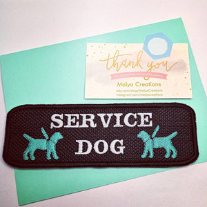 Patch &#39;Service Dog&#39; for service dog gear- Service dog patch - On hook and loop, sew on or iron on - High quality thread, 3 colors available