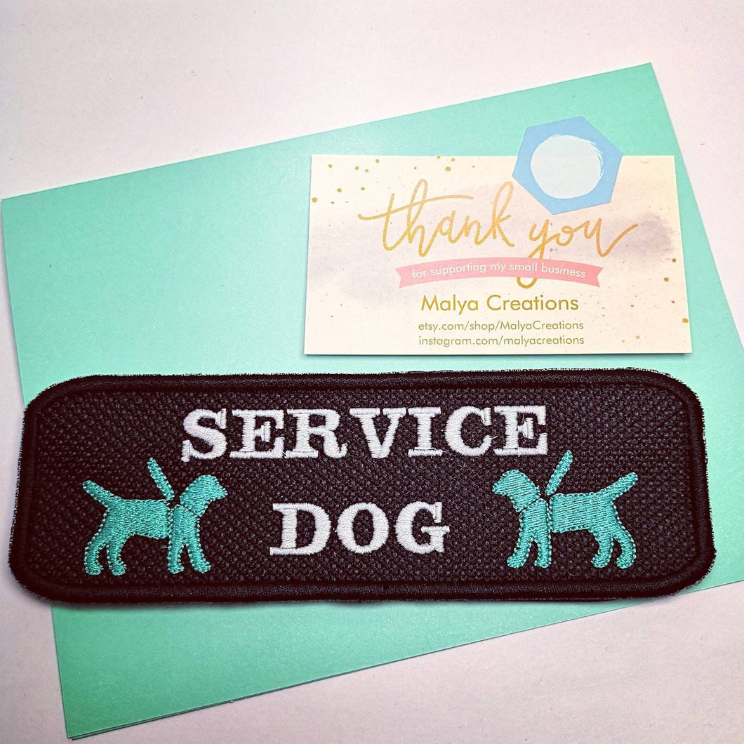 Patch 'Service Dog' for service dog gear- Service dog patch - On hook and loop, sew on or iron on - High quality thread, 3 colors available