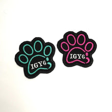 Load image into Gallery viewer, Patch IGY6 for service dog gear, paw print and semicolon  - Service dog patch - On hook and loop, iron on or sew on