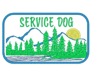 Small service dog Patch (2 x 3,5 inches) - Nature, Forest theme - Iron-on, sew-on or Hook and loop (male backing)