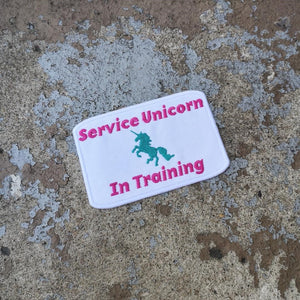 Service dog patch - Service Unicorn In Training -On hook and loop (male backing), sew on or iron on