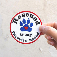 Load image into Gallery viewer, Dog Patch - Rescued is my favorite breed - Iron-on, sew-on or Hook and loop (male backing)