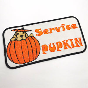 Service dog patch : SERVICE PUPKIN - hook and loop (male backing), sew on or iron on