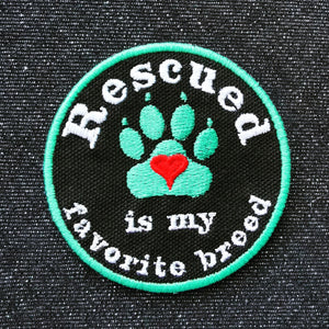 Dog Patch - Rescued is my favorite breed - Iron-on, sew-on or Hook and loop (male backing)