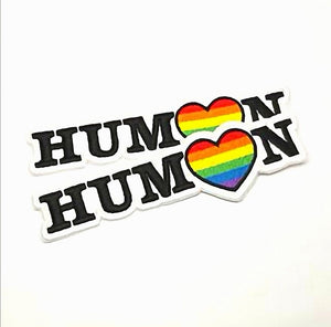 HUMAN with rainbow heart Patch