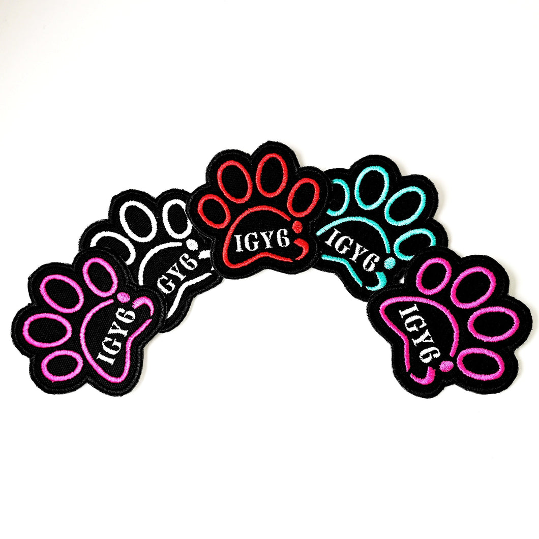 Patch IGY6 for service dog gear, paw print and semicolon  - Service dog patch - On hook and loop, iron on or sew on