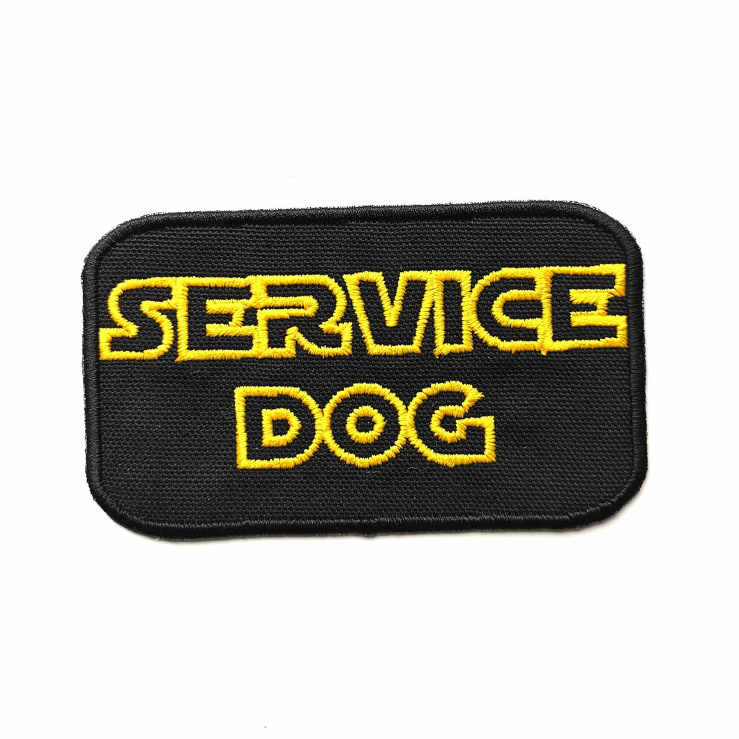 Patch for working dog, service dog gear, SW theme : SERVICE DOG - on hook and loop (male), iron on or sew on