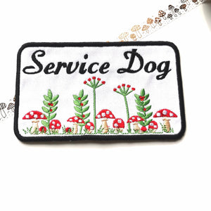 Patch Service Dog - Mushrooms, nature, kawaii patch - Iron-on, sew-on or Hook and loop (male backing) - Mushrooms, nature theme, so kawaii!