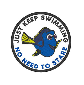 Patch Just keep swimming - perfect for working dog gear -On hook and loop (male backing), sew on or iron on