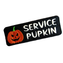 Load image into Gallery viewer, Service Pupkin patch ready to ship - for service dog -  hook and loop (male backing), sew on or iron on Halloween theme patch