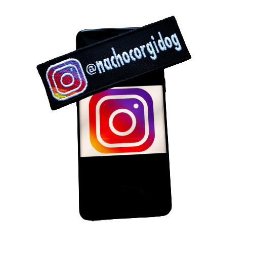 Custom Instagram account patch, 2 by 6 in. - Iron on, sew on or hook and loop patch - Perfect for clothes, bags, dog gears & more